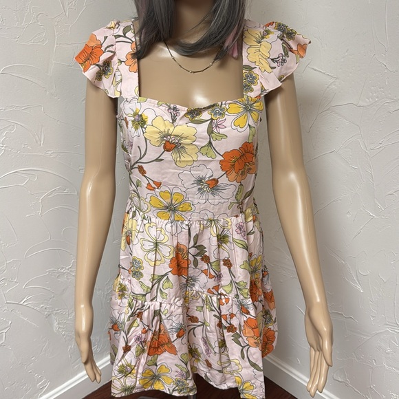 Lottie & Holly Floral Midi Dress with Ruffle Sleeves - Picture 2 of 15